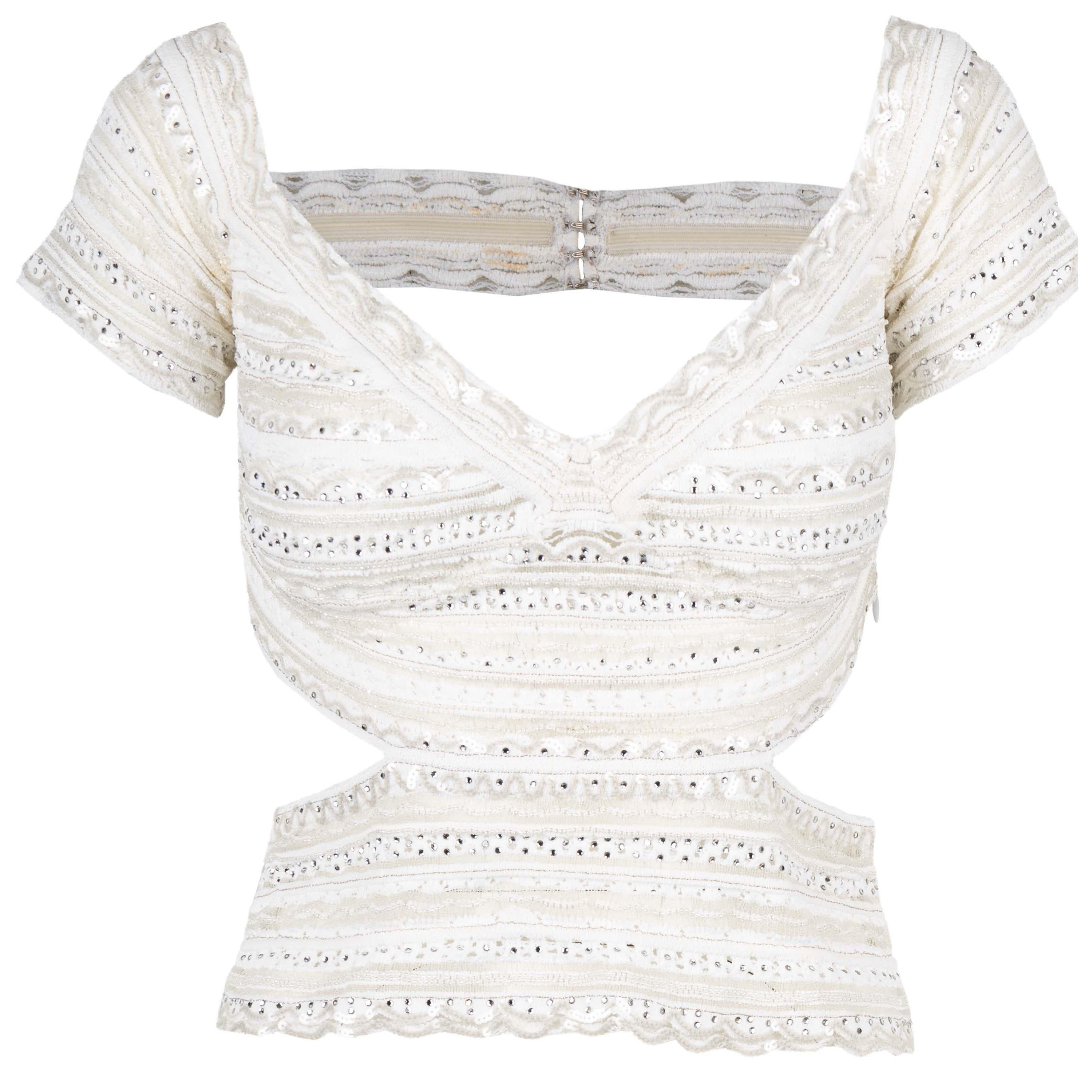 Gianfranco Ferré White Cut-out Top - '00s For Sale