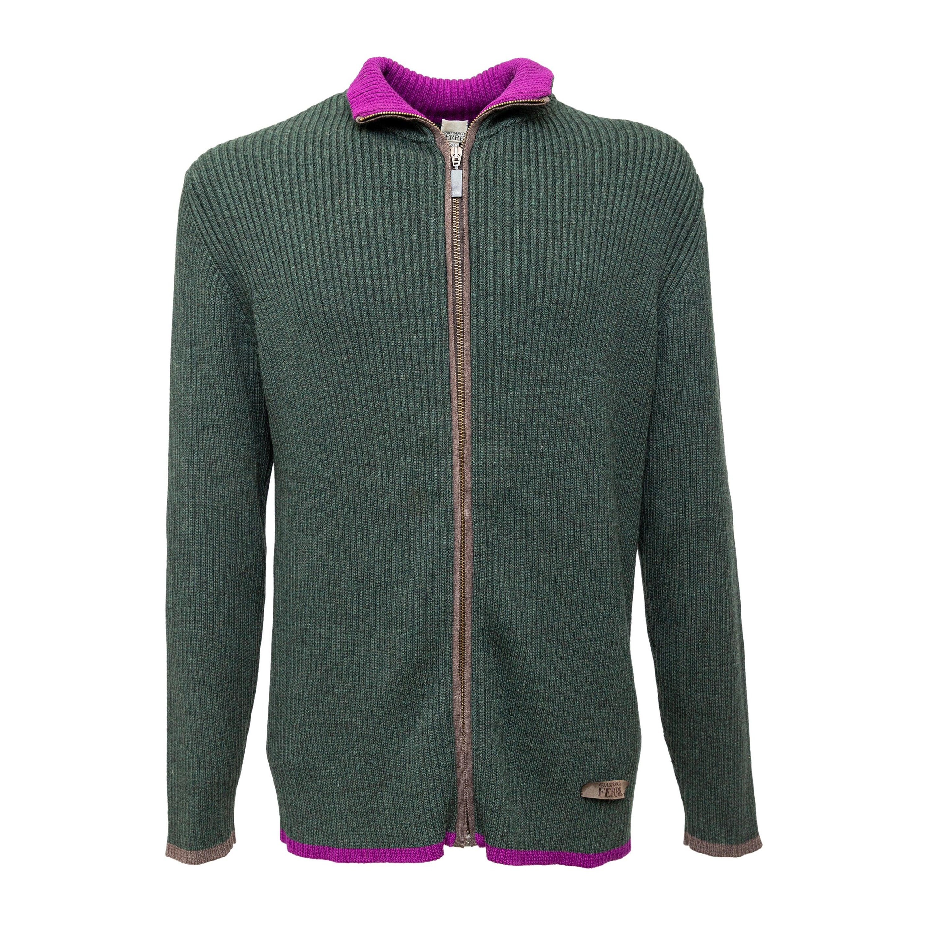 Gianfranco Ferré Zippered Knit Sweater - '90s For Sale