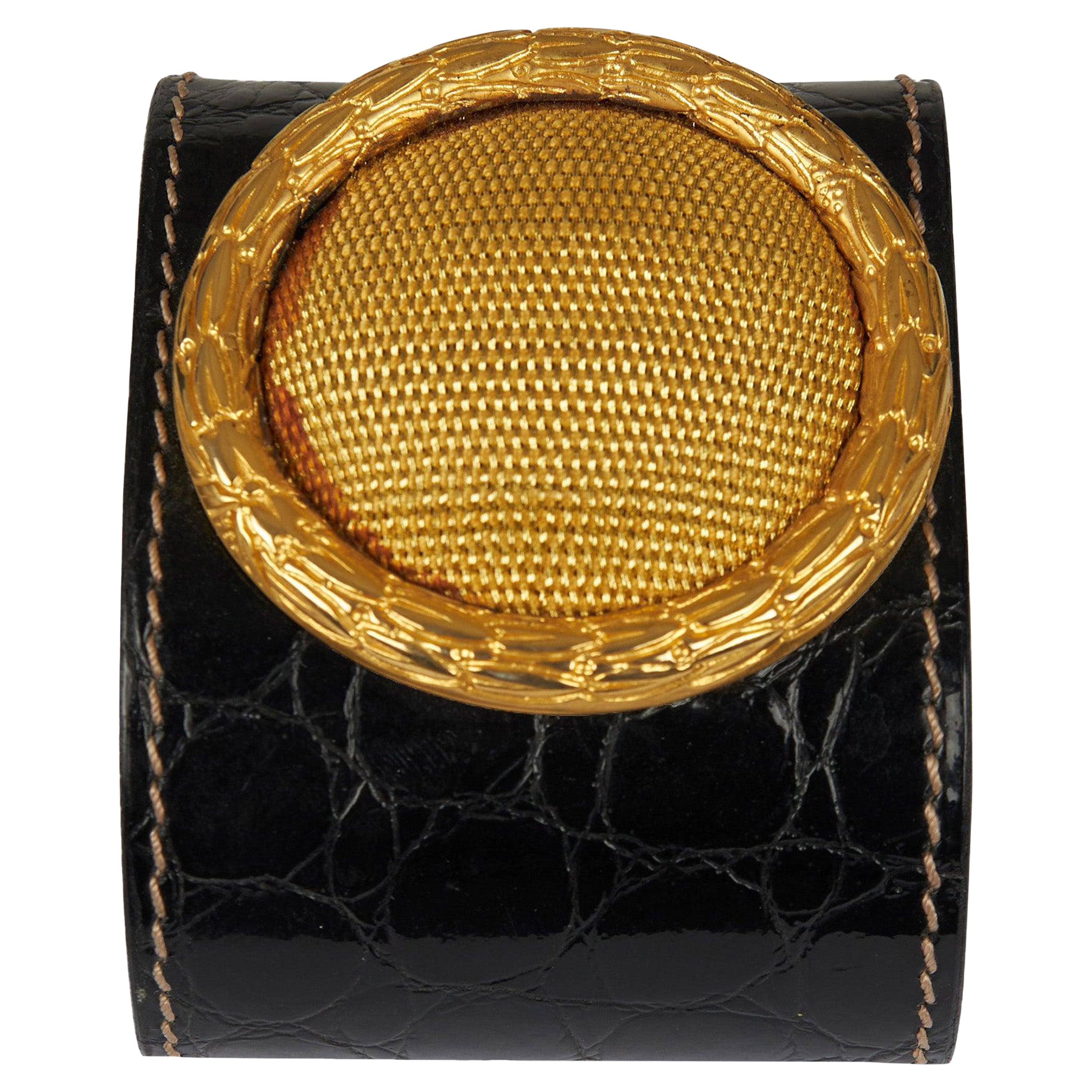 Bracciale in pelle rigida Gianfranco Ferré - Anni '80 in vendita