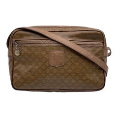 Celine Vintage Beige Macadam Vinyl Canvas Umhängetasche