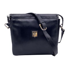 Celine Vintage Schwarze Gussetted Umhängetasche aus Leder