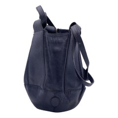 Cartier Vintage Blue Leather Drawstring Bucket Shoulder Bag
