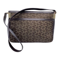 Celine Vintage Brown Macadam C Canvas Caleche Umhängetasche