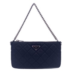 Prada Black Quilted Tessuto Nylon Convertible Shoulder Bag 1BH026