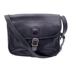 Celine Vintage Blue Leather Crossbody Flap Messenger Bag