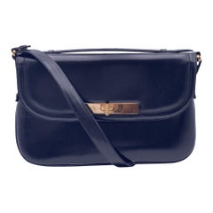 Gucci Vintage Black Leather Flap Shoulder Bag Handbag