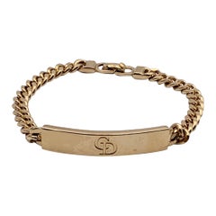Christian Dior Bracelet vintage à maillons en métal doré avec logo CD