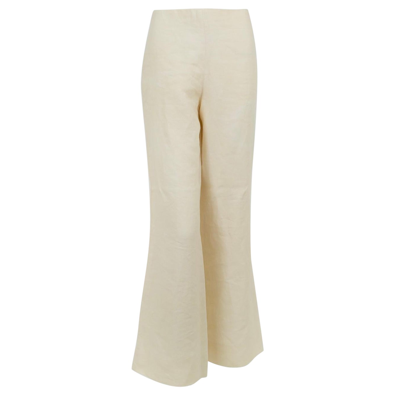 Ralph Lauren Off-White Lined Linen Wide Leg Sailor Dress Pant – US 4/S, 2001 For Sale
