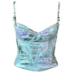 Mugler Vintage c. 2002 Bustier Corset Metallic Crop Top