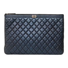 Borsa A Mano Chanel Clutch Boy Timeless Blu