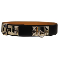 Hermès collier de chien black leather silver hardware belt
