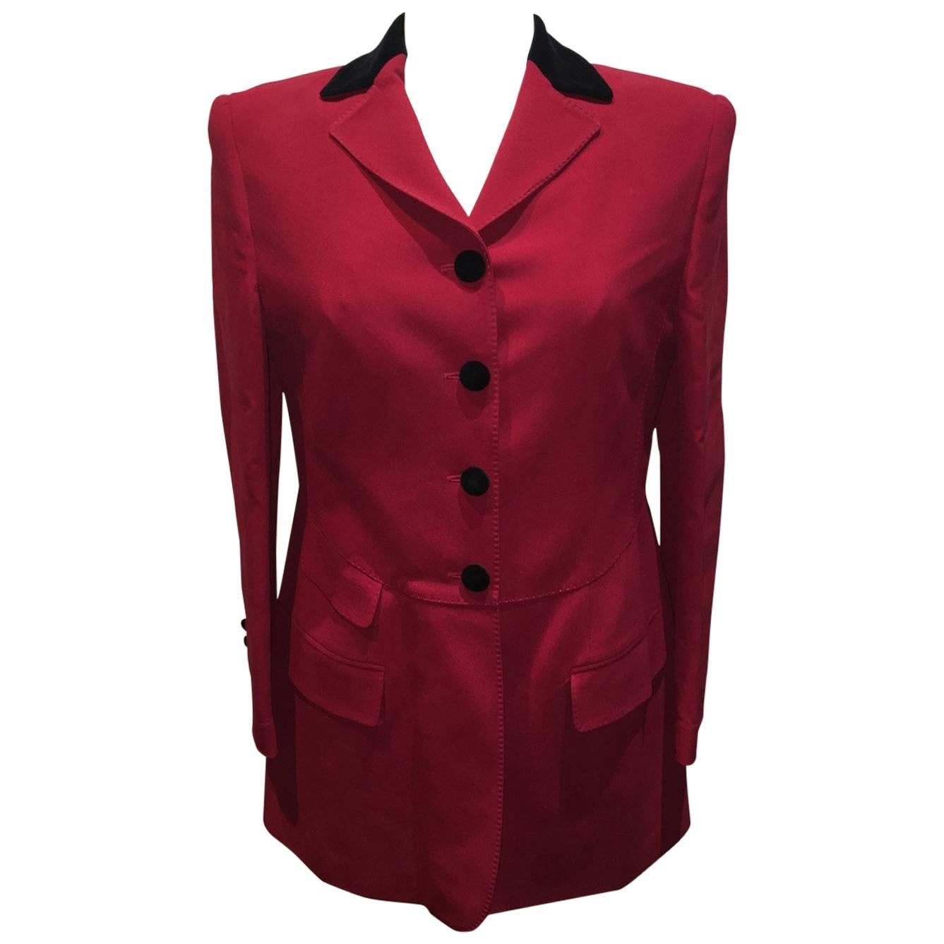 Moschino Couture Vintage Black and Red Women's Blazer Size 12 For Sale