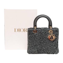 Borsa A Mano Dior Lady Medium Fur Grigia