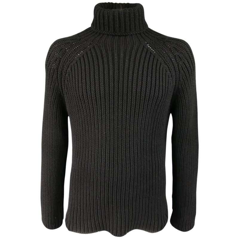 Men's LOUIS VUITTON Size L Black Cashmere Blend Chunky Knit Turtleneck ...