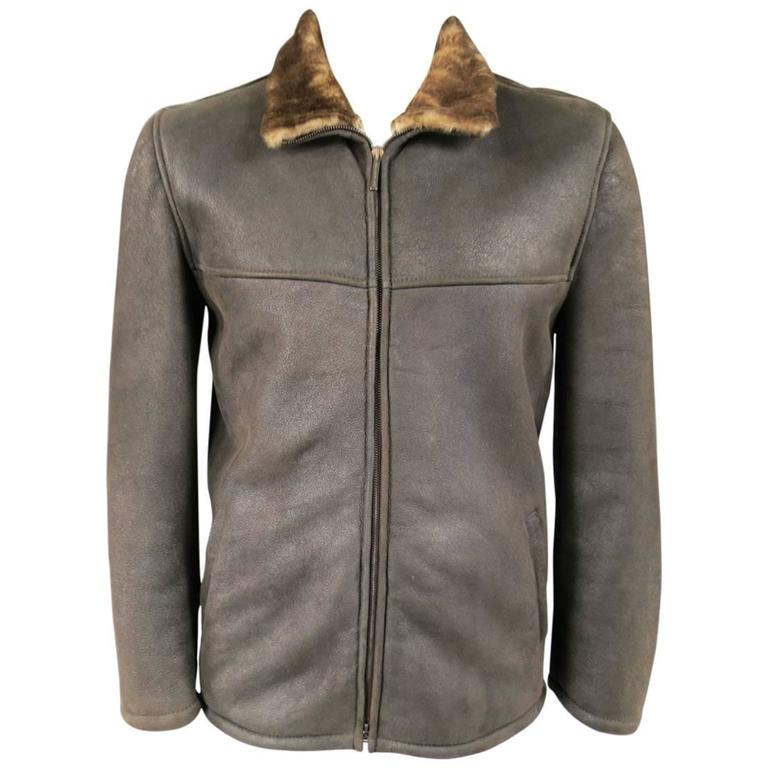 Men's LA MATTA 40 Dark Brown Lambskin Shearling Leather Jacket at ...