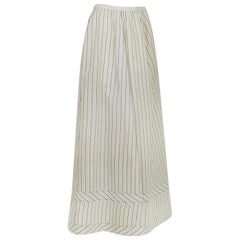 Original Pioneer Homesteader Prairie Maxi Skirt w Blue Ticking Print – S, 1870s