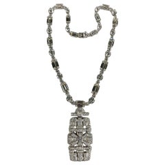 Art Deco  Diamond Costume Jewelry Pendant Necklace