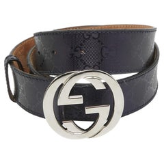 Gucci Purple GG Imprime Canvas Interlocking G Buckle Belt 90CM