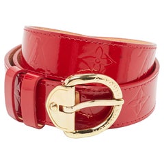 Louis Vuitton Red Monogram Vernis Ceinture Buckle Belt 80CM