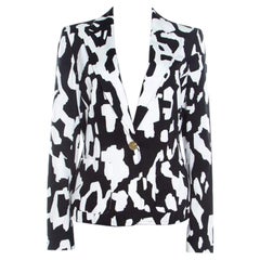 Escada Monochrome Abstrakt Bedruckter Baumwoll-Bariska Blazer M