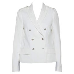 Joseph Blazer Yvette à double boutonnage en coton et raphia blanc L