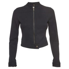 Prada Black Cotton Blend Zipper Front Cropped Jacket S