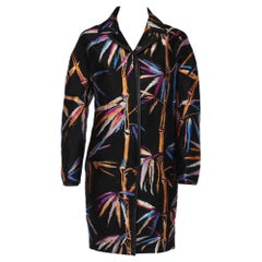 Emilio Pucci Abrigo negro con botones en Jacquard de hojas S