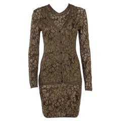 M Missoni Gold Lurex Knit Cardigan & Midi Dress Set S