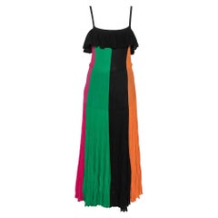 Salvatore Ferragamo Multicolor Pleated Knit Maxi Dress S