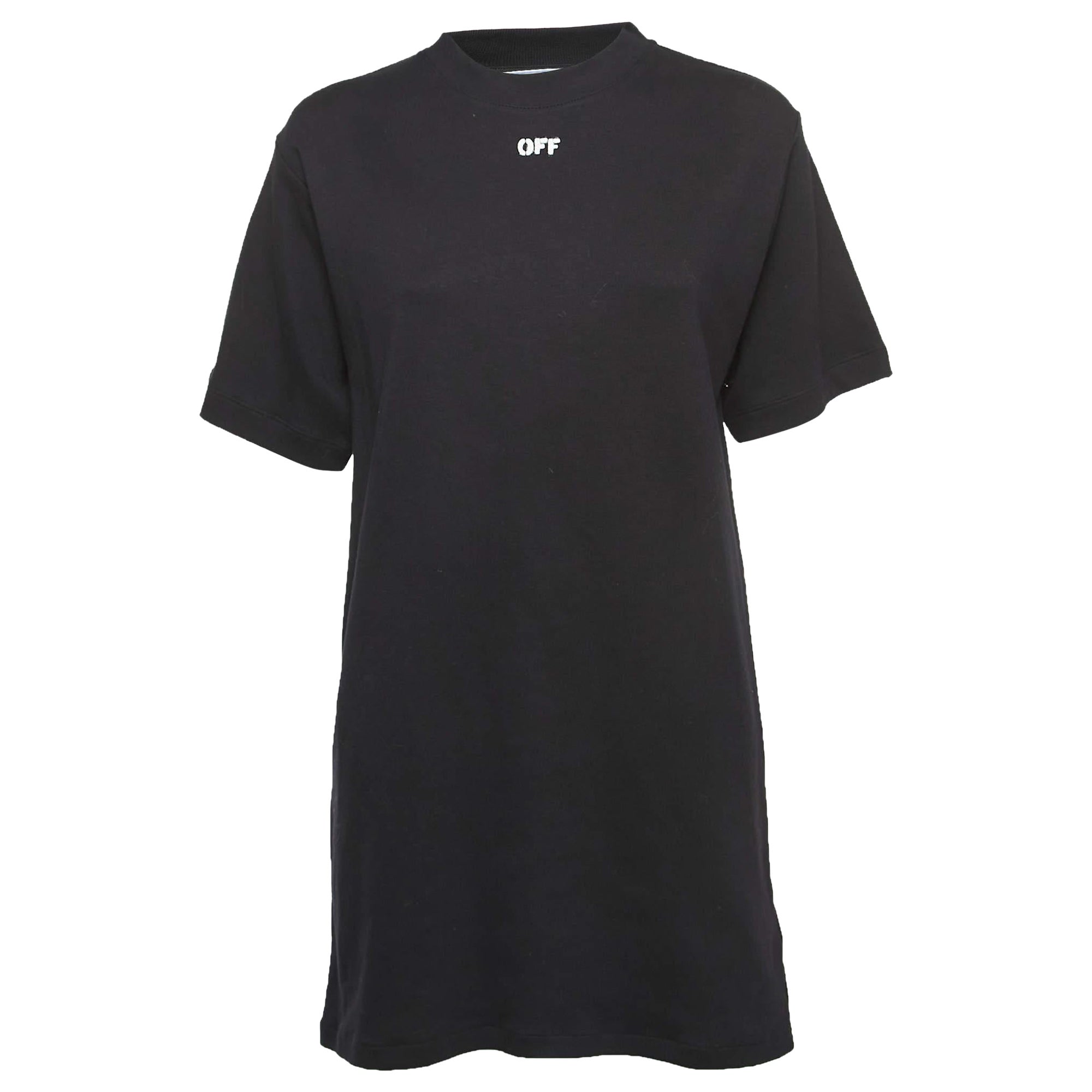 Off-White Schwarzes Jersey-Baumwoll-T-Shirt Kleid S im Angebot
