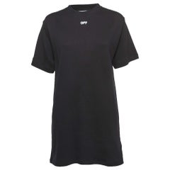Off-White Camiseta de punto de algodón negro Vestido S