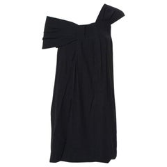 Fendi Black Crepe Pleated One Shoulder Mini Dress S