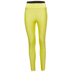 Leggings de licra con logotipo en relieve amarillo fluorescente Moncler M