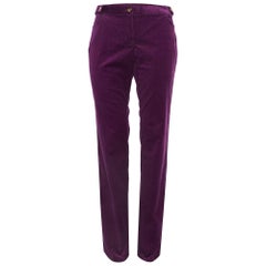 Roberto Cavalli Purple Corduroy Buttoned Straight Leg Pants M