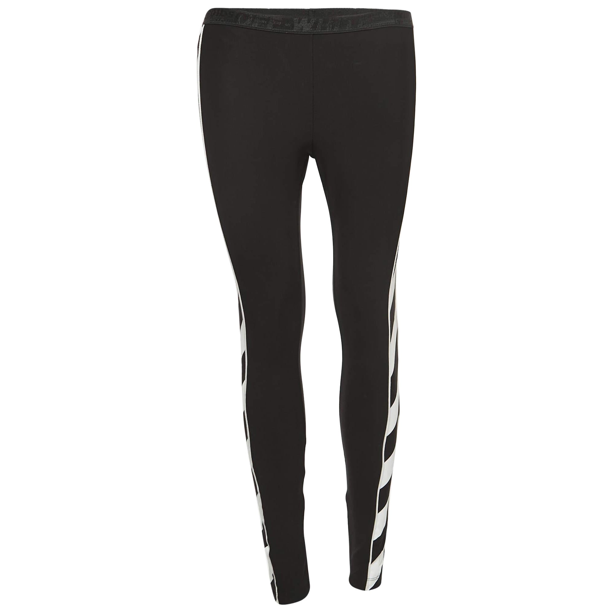 Off-White Black Jersey Side Stripe Detailed Leggings XS For Sale