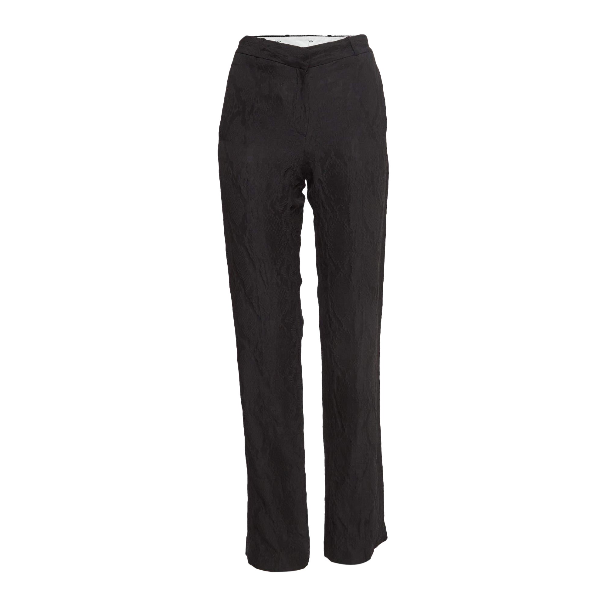 Joseph Black Reptile Embossed Silk Blend Trousers S en vente