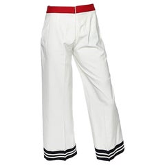 Moschino Cheap and Chic Pantaloni palazzo in cotone bianco con bordi a contrasto M. I.