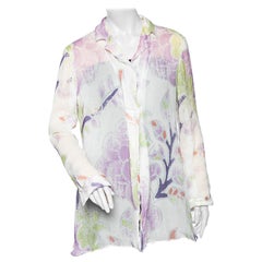 Giorgio Armani Camicia a un bottone in seta stampata bianca L.L.A.