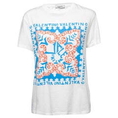 Valentino White Logo Printed Cotton Short Sleeve T-Shirt XS