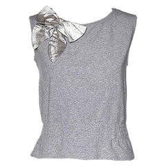 Love Moschino Grey Cotton Bow Detailed Sleeveless Top M