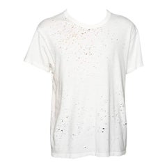 Amiri - Maglietta girocollo in cotone invecchiato bianco M. T. I.