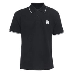 Amiri - Maglietta con logo in piqué di cotone nero T S