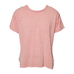 Amiri - Maglietta girocollo a manica corta in cotone lavato Shotgun rosa T S