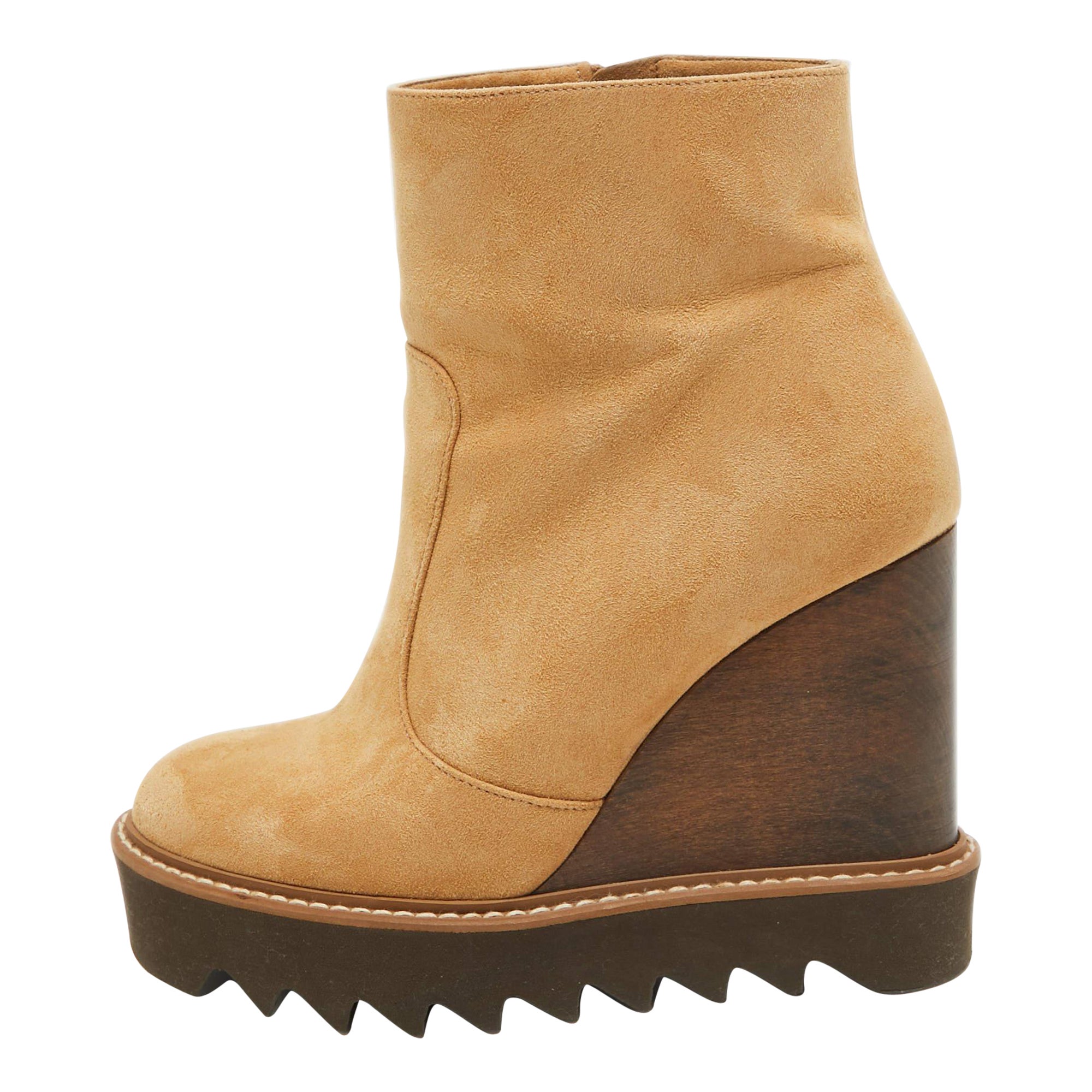Stella McCartney Brown Wildleder Leana Wadge Stiefelette Größe 37