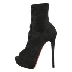 Christian Louboutin Black Suede Lady Tutu Ankle Boots Size 38.5
