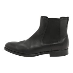 Tod's Black Leather Ankle Length Boots Size 45