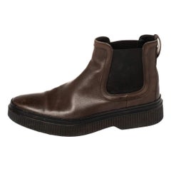 Tod's Brown Leather Slip On Ankle Boots Size 39.5