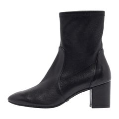 Used Stuart Weitzman Black Leather Ankle Boots Size 36