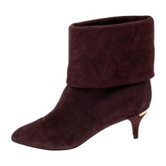 Louis Vuitton Burgundy Suede Fold Over Ankle Boots Size 36