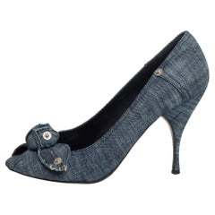 Miu Miu Blue Denim Peep-toe Pumps Size 41